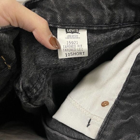 Vintage Levi's Orange tab tapered High waist black jeans 90s SZ 10short 15921 - Picture 4 of 7